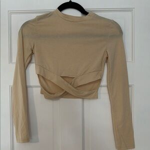 SHEIN Beige Twist Front Crop Top